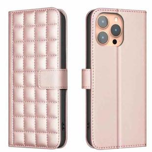 For iPhone 14 Pro Square Texture Leather Phone Case(Rose Gold)