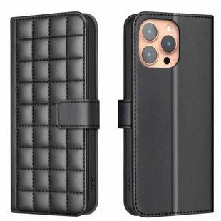 For iPhone 15 Pro Square Texture Leather Phone Case(Black)