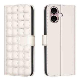For iPhone 16 Square Texture Leather Phone Case(Beige)