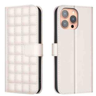 For iPhone 16 Pro Max Square Texture Leather Phone Case(Beige)