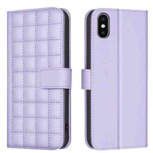 For iPhone XR Square Texture Leather Phone Case(Purple)