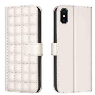 For iPhone XR Square Texture Leather Phone Case(Beige)