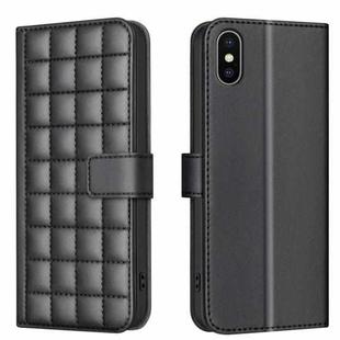 For iPhone XR Square Texture Leather Phone Case(Black)