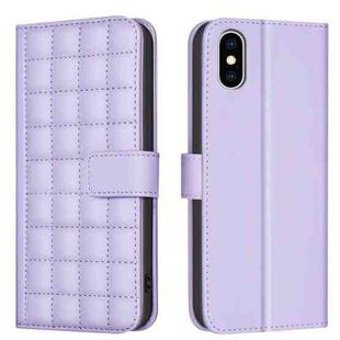 For iPhone XS Max Square Texture Leather Phone Case(Purple)
