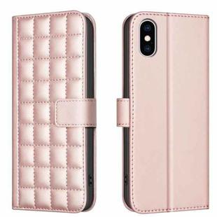 For iPhone XS Max Square Texture Leather Phone Case(Rose Gold)