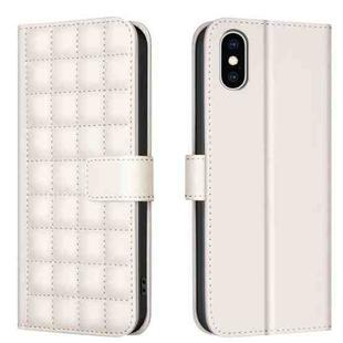 For iPhone XS Max Square Texture Leather Phone Case(Beige)