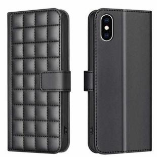 For iPhone XS Max Square Texture Leather Phone Case(Black)