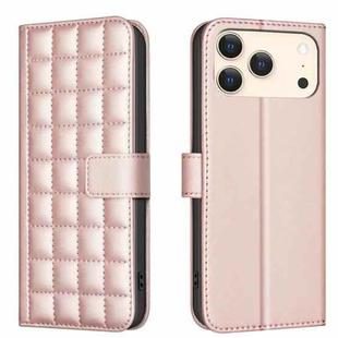 For iPhone 17 Pro Max Square Texture Leather Phone Case(Rose Gold)