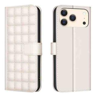 For iPhone 17 Pro Max Square Texture Leather Phone Case(Beige)