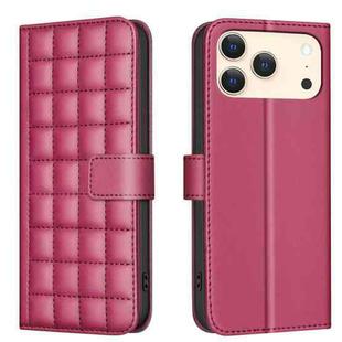 For iPhone 17 Pro Max Square Texture Leather Phone Case(Red)