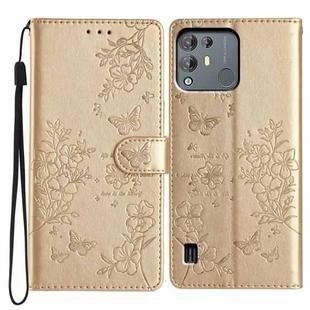 For Blackview A55 Pro Butterfly Love Flower Embossed Leather Phone Case(Gold)