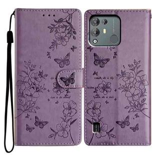 For Blackview A55 Pro Butterfly Love Flower Embossed Leather Phone Case(Purple)