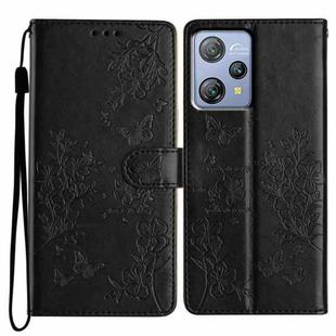 For Blackview A53 / A53 Pro Butterfly Love Flower Embossed Leather Phone Case(Black)