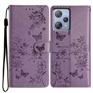 For Blackview A53 / A53 Pro Butterfly Love Flower Embossed Leather Phone Case(Purple)