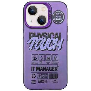 For iPhone 15 English Label Double-sided Frosted Phone Case(Purple)