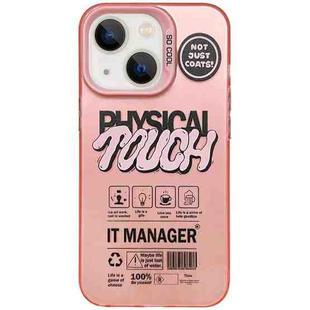 For iPhone 13 English Label Double-sided Frosted Phone Case(Pink)
