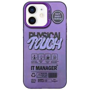 For iPhone 12 English Label Double-sided Frosted Phone Case(Purple)