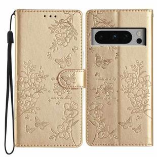 For Google Pixel 8 Pro Butterfly Love Flower Embossed Leather Phone Case(Gold)