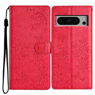 For Google Pixel 8 Pro Butterfly Love Flower Embossed Leather Phone Case(Red)