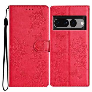 For Google Pixel 7 Pro 5G Butterfly Love Flower Embossed Leather Phone Case(Red)
