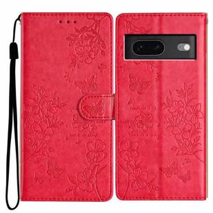 For Google Pixel 7 5G Butterfly Love Flower Embossed Leather Phone Case(Red)