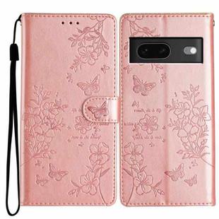 For Google Pixel 7 5G Butterfly Love Flower Embossed Leather Phone Case(Rose Gold)