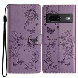 For Google Pixel 7 5G Butterfly Love Flower Embossed Leather Phone Case(Purple)