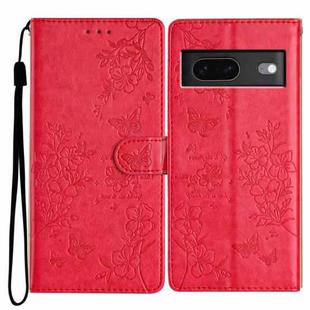 For Google Pixel 6 Pro Butterfly Love Flower Embossed Leather Phone Case(Red)