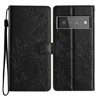 For Google Pixel 6 Butterfly Love Flower Embossed Leather Phone Case(Black)