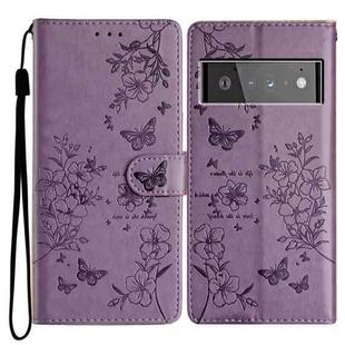For Google Pixel 6 Butterfly Love Flower Embossed Leather Phone Case(Purple)