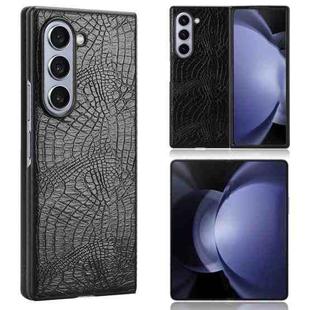 For Samsung Galaxy Z Fold6 Crocodile Texture Back Cover Phone Case(Black)