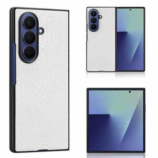 For Samsung Galaxy Z Fold7 5G Crocodile Texture Back Cover Phone Case(White)