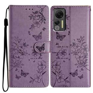 For Ulefone Note 14 Butterfly Love Flower Embossed Leather Phone Case(Purple)