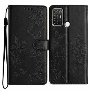 For ZTE Blade A52 Butterfly Love Flower Embossed Leather Phone Case(Black)