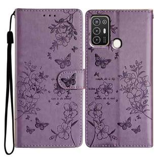 For ZTE Blade A52 Butterfly Love Flower Embossed Leather Phone Case(Purple)