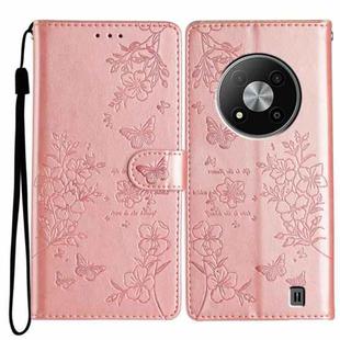 For ZTE Blade A73 5G Butterfly Love Flower Embossed Leather Phone Case(Rose Gold)