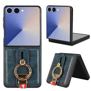 For Samsung Galaxy Z Flip7 5G Wristband Leather Back Phone Case(Blue)