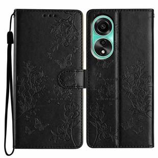 For OPPO A38 4G / A18 Butterfly Love Flower Embossed Leather Phone Case(Black)