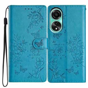 For OPPO A38 4G / A18 Butterfly Love Flower Embossed Leather Phone Case(Blue)