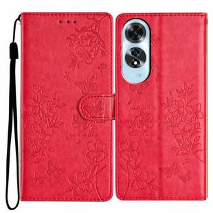 For OPPO A60 Butterfly Love Flower Embossed Leather Phone Case(Red)