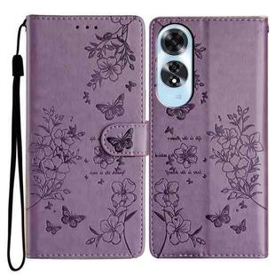 For OPPO A60 Butterfly Love Flower Embossed Leather Phone Case(Purple)