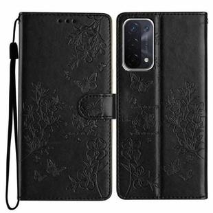 For OPPO A93 5G Butterfly Love Flower Embossed Leather Phone Case(Black)