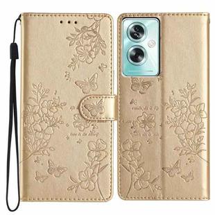 For OPPO A79 / A2 5G Butterfly Love Flower Embossed Leather Phone Case(Gold)