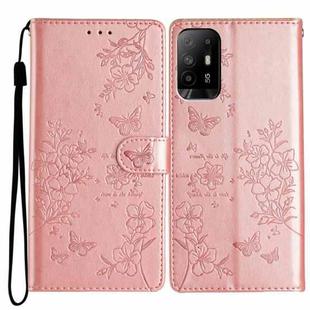 For OPPO A94 5G Butterfly Love Flower Embossed Leather Phone Case(Rose Gold)