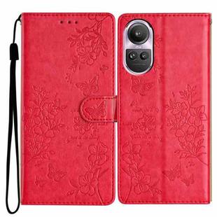 For OPPO Reno10 / Reno10 Pro Butterfly Love Flower Embossed Leather Phone Case(Red)