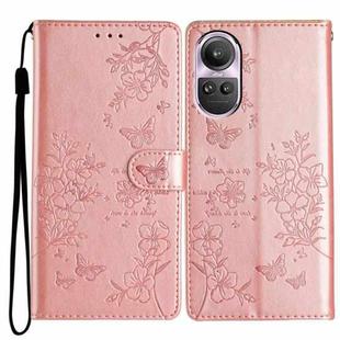 For OPPO Reno10 / Reno10 Pro Butterfly Love Flower Embossed Leather Phone Case(Rose Gold)
