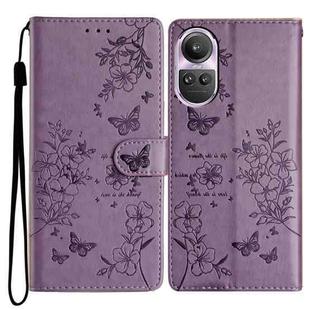 For OPPO Reno10 / Reno10 Pro Butterfly Love Flower Embossed Leather Phone Case(Purple)