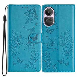 For OPPO Reno10 / Reno10 Pro Butterfly Love Flower Embossed Leather Phone Case(Blue)