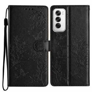 For OPPO Reno12 Pro 5G Global Butterfly Love Flower Embossed Leather Phone Case(Black)