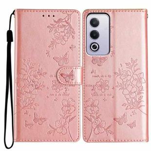 For OPPO A3 Pro 5G Butterflies and Flowers Leather Phone Case(Rose Gold)